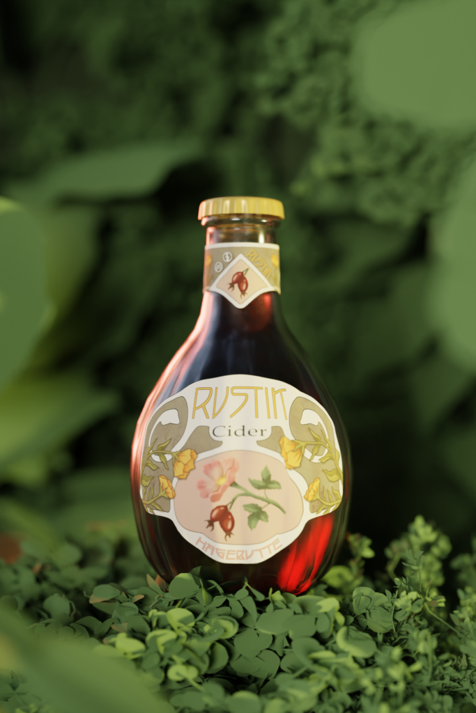 3D-Render of the Rustik Bottle standing amidst Plants