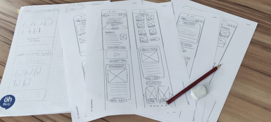 Sketches of the hanamicon mobile layout